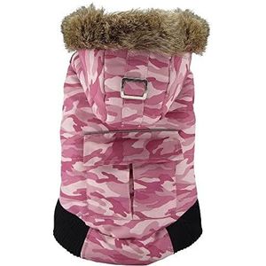 FouFou Hond Canada Fouse Omkeerbare Winterjas voor Honden, X-Small, Camo Roze/Roze