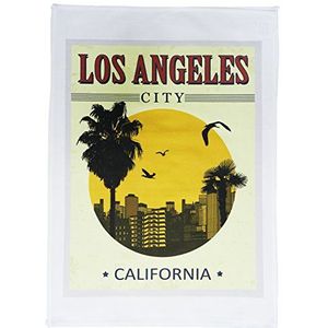 Half a Donkey Los Angeles City, California – Retro Style Travel Poster Large Cotton Tea Towel