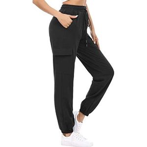 Doaraha joggingbroek dames sportbroek hardloopbroek lang katoen - met 4 zakken, trainingsbroek vrijetijdsbroek joggingbroek hoge taille, joggingbroek damesbroek voor sport & vrije tijd, fitness, yoga, hardlopen