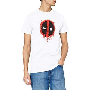 Marvel Heren Deadpool Paint Logo T-shirt, Wit, XL