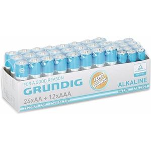 Alkaline-batterijenset Grundig, 24 stuks AA/12 stuks AAA