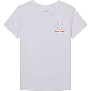 Pepe Jeans Bram T-shirt voor jongens, wit (off white), 8 Jaar