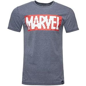 Recovered Marvel Pixel Logo Blauw Vintage T-shirt, Veelkleurig, M
