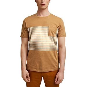 ESPRIT Heren Colorblock gestreept T-shirt, 232/Camel 3, S