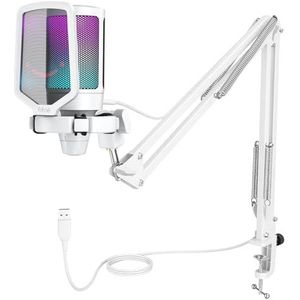 FIFINE - Gaming Microfoon - USB - RGB - Condensatormicrofoon voor PC - PS4 - PS5