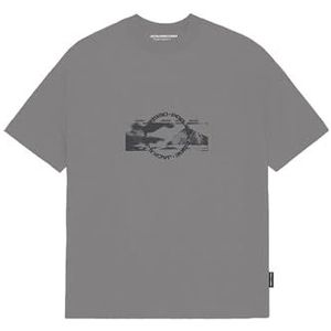 JACK & JONES Heren Jcosago Tee Ss Crew Neck FST, Grijs flanel, S