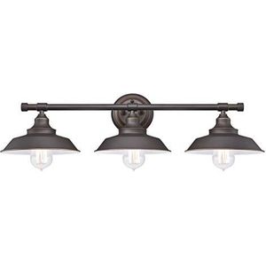 Westinghouse Lighting 63434 Iron Hill wandlamp met drie lichtpunten van Westinghouse Lighting voor binnenshuis, uitvoering in geolied brons met accenten, geolied brons