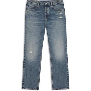 Baggy-fit jeans van blauw distressed denim
