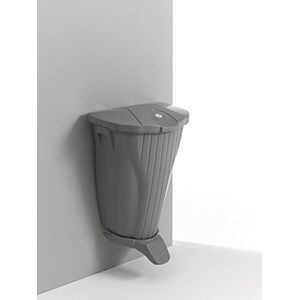 TTS Cleaning 00005840Ee Wall-Up vuilnisbak van polypropyleen, deksel en pedaal, 50 liter, grijs