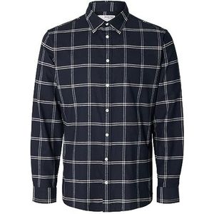 SELETED HOMME Heren Slhslimowen-Flannel Shirt Ls Noos Shirt, Dark Sapphire/Checks: simpel, L