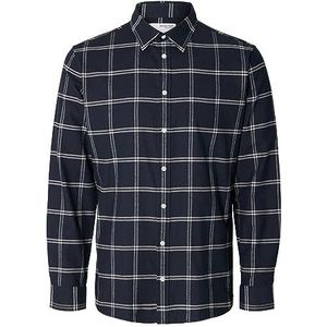 SELETED HOMME Heren Slhslimowen-Flannel Shirt Ls Noos Shirt, Dark Sapphire/Checks: simpel, XXL