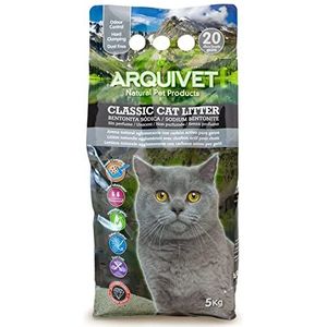Arquivet Classic kattenbakvulling 5 kg – 100% natuurlijk klonterstrooisel met actieve kool voor katten – kattenbakvulling – absorptievermogen – helpt geuren en bacteriën te verwijderen