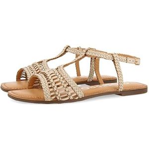 GIOSEPPO icari platte sandalen voor dames, zwart, gevlochten leer, Ivoor, 37 EU