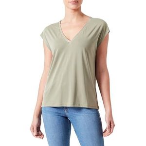 Vimodala Glitter V-hals Cap Sleeve Top, Oliegroen/detail: goud Lurex, M