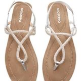 Teenslipper - Leer - Strass-Strepen - Gespsluiting