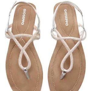 Teenslipper - Leer - Strass-Strepen - Gespsluiting