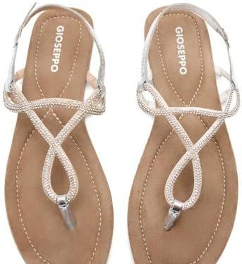 Teenslipper - Leer - Strass-Strepen - Gespsluiting