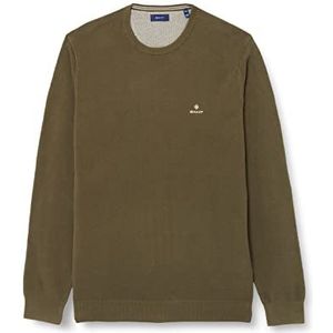 GANT Trui met lange mouwen ronde hals geborduurd logo rookblauw, Racing Green, XXL