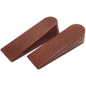 Select Hardware Antislip deurstopper | Krasbestendige rubberen wig | Pack van 2 (bruin)