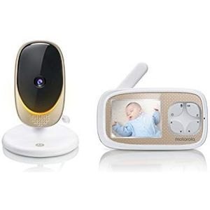 Motorola Comfort C40 video-babyfoon met zoom, Wi-Fi, 2,8-inch kleurenscherm, nachtzicht, 2-weg audio, en temperatuursensor, wit