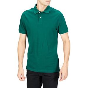 Amazon Essentials Men's Poloshirt van piqué-katoen met slanke pasvorm, Legergroen, S