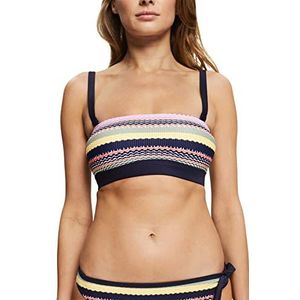 ESPRIT Gewatteerde bandeau-top met print, navy, 34
