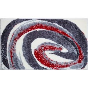 Basic Colani exclusieve designer badmat 100% polyacryl, ultrazacht, antislip, Oeko-Tex gecertificeerd, Colani 42, badmat 60 x 100 cm, grijs / rood