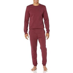 Emporio Armani Pajama Interlock voor heren, met sweatshirt en manchetten, set van 2 stuks, bordeaux, M