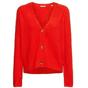 ESPRIT Met wol: cardigan met V-hals, oranje-rood., XXL