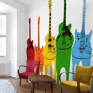Apalis Kinderbehang vliesbehang retro gitaars fotobehang vierkant | vliesbehang wandbehang muurschildering foto 3D fotobehang voor slaapkamer woonkamer keuken | grootte: 240 x 240 cm, meerkleurig,