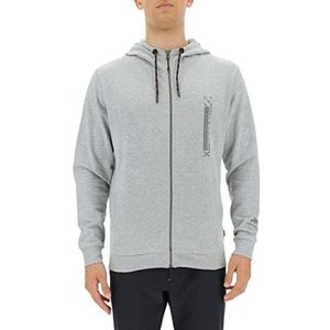 Jeep O102625-J873 XP sweatshirt met capuchon en ritssluiting, print Seek&Discovery verticaal, klein, JX22A, heren lichtgrijs gemêleerd/castl XL