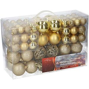 SHINE Kerstballen 100 Stks 3/4/6 CM & Shatter Proof Kerstboom Decoratie Gouden Kleur