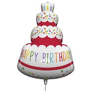 Procos 92446 - folieballon Happy Birthday Cake, grootte 96 cm, verjaardagstaart, helium, ballon, verjaardag, decoratie, cadeau