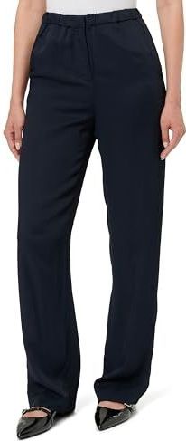 Straight fit stoffen broek van pure viscose met persplooien