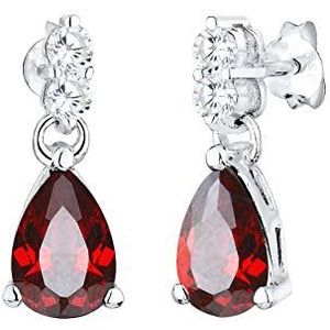 Elli Oorbellen dames oorbellen druppel elegant rood met zirkonia kristallen in 925 sterling zilver, Kristal, Zonder