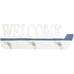 Strandbord van hout/welkom, lichtblauw/wit, medium