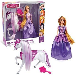 FAIRYTALE PRINCESS, GIOCHI PREZIOSI, FAT022 Pop 30 cm, met prinsessenoutfit, paard en accessoires, model Rapunzel, speelgoed voor kinderen vanaf 3 jaar,