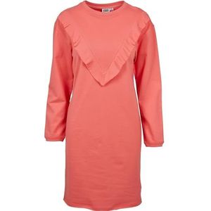 Urban Classics Terry volant jurk partyjurk voor dames, roze (coral 00092), S