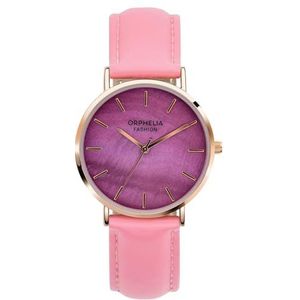 Orphelia Fashion Perla analoog kwartshorloge voor dames, met leren armband, roze, band