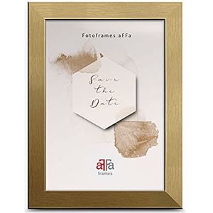 aFFa frames, Hekla, fotolijst, MDF-fotolijst, onderhoudsvriendelijk, rechthoekig, met acrylglasfront, goud, A4, 21 x 29,7 cm