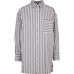 Urban Classics Dames oversized gestreept shirt, wit/donkerrood, XS, wit/donkerschaduw, XS