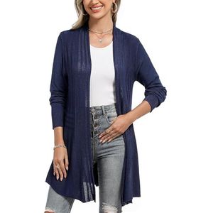 iClosam Cardigan gebreide damesjas, lang, elegant, casual, licht, lange mouwen, gebreide jas - - M