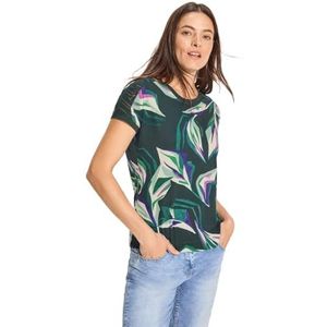 Cecil Burn-Out T-shirt voor dames met print, fir green, XXL