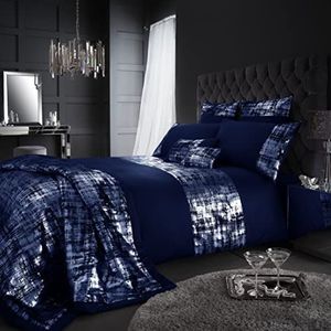 GC GAVENO CAVAILIA Prosecco Glitter Luxe gestreept dekbedovertrek, onderhoudsvriendelijk, zacht en warm, ademend, geruit, gevoerd, dekbedset, polyester, marineblauw, Super King