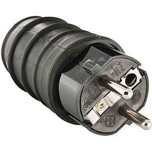 Zenitech - Mannelijke Rubber Plug 16A 2P+T Waterdicht IP44 - Zwarte Elektrische Kabel met Striptang - Maximale Vermogen 3680W - Gecertificeerd NF - Zwart - 0,3m