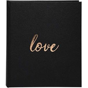 Exacompta - ref. 506E - 1 Gastenboek LOVE - Verticaal formaat 21 x 19 cm - Gouden rand met Love titel in gouden letters - 140 effen witte bladzijden - Kleur : Zwart