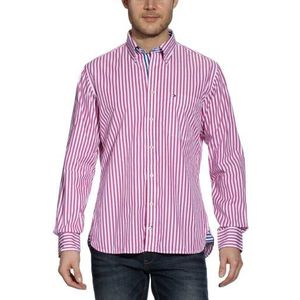 Tommy Hilfiger heren North Stripe casual shirt, Pink Tint 674/Wit (Classic White), 54