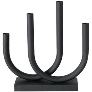 Boltze Tonis Moderne Kandelaar Zwart Metaal 33x34 cm - Zwart