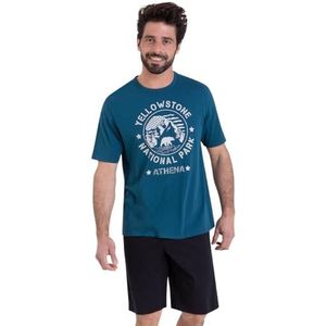 ATHENA - Pyjashort - Zwart/Blauw - Katoen