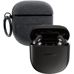 Bose QuietComfort Earbuds II-bundel met textiele hoes voor draagtas, draadloos, Bluetooth,'s werelds beste ruisonderdrukkende in-ear-koptelefoon met gepersonaliseerde ruisonderdrukking, zwart